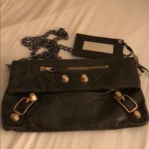 Balenciaga olivegreen clutch/crossbody metal chain
